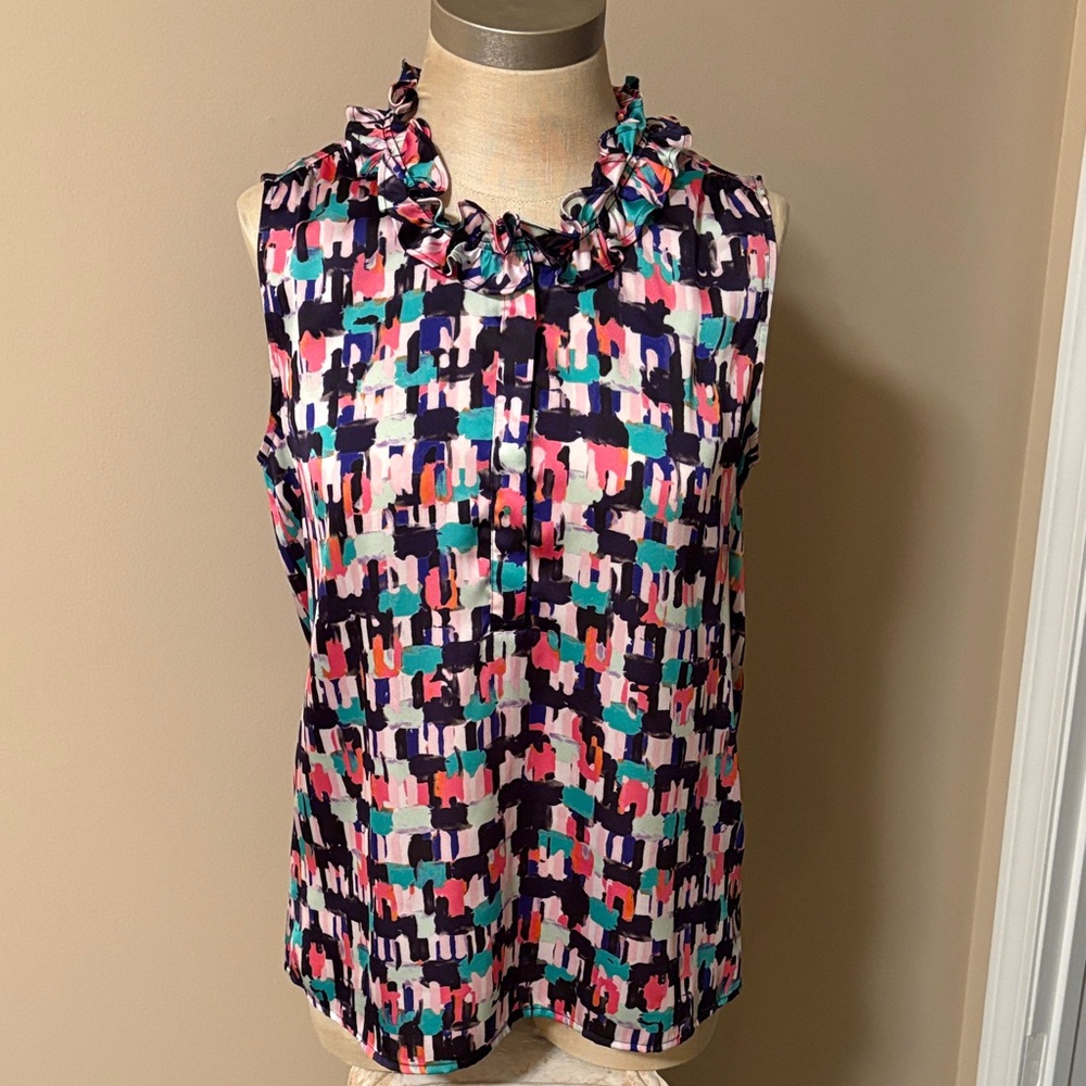 Nine West Colorful Abstract Pattern Top